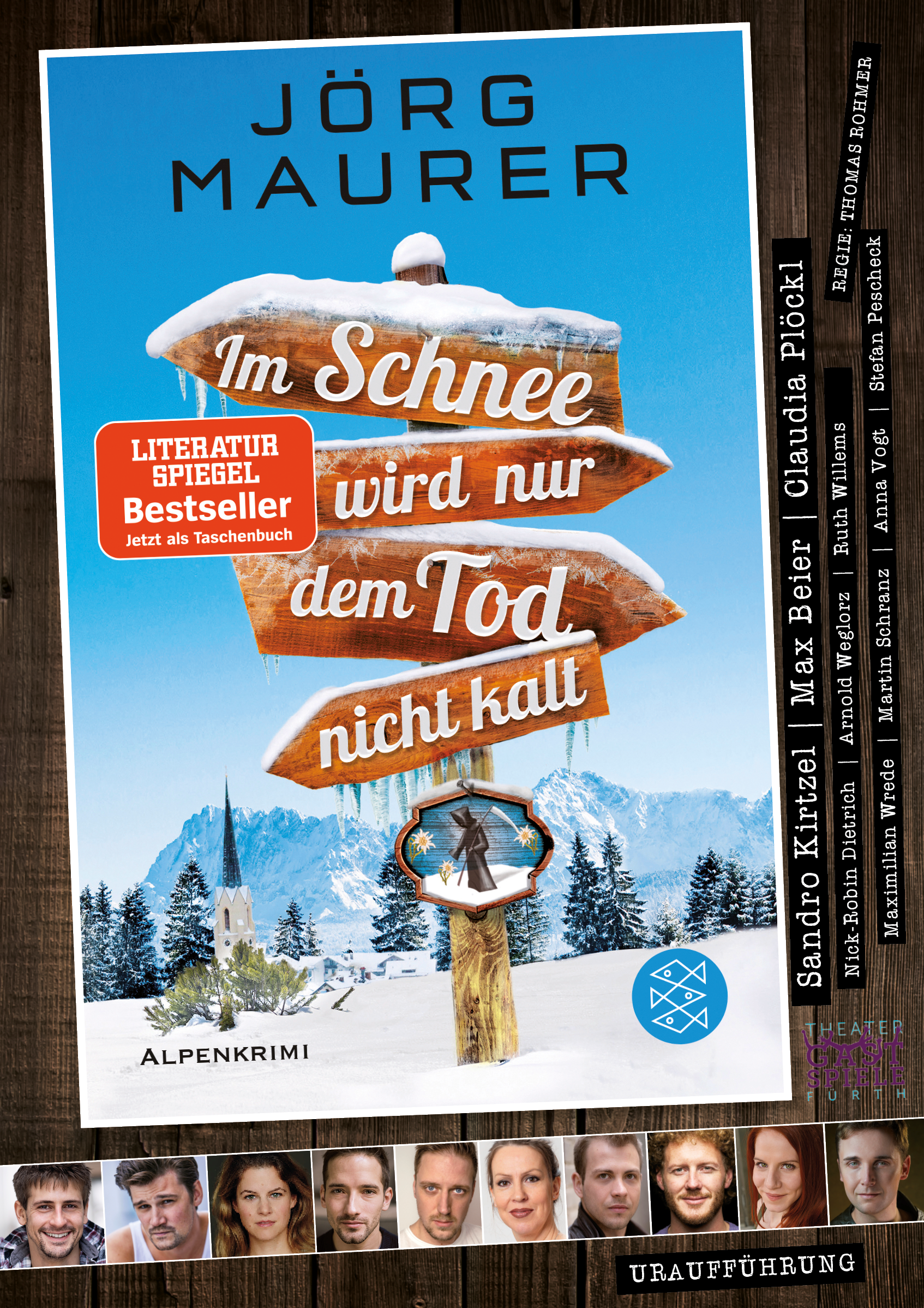 Wegweiser stehen im Schnee mit der Aufschrift: Im Schnee wird nur dem Tod nicht kalt