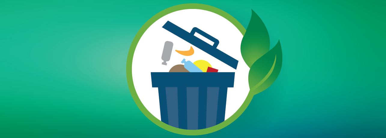 Logo blaue Mülltonne in weißem Kreis vor grün-blauem Hintergrund mit weißem Schriftzug Sauber Frankenthal