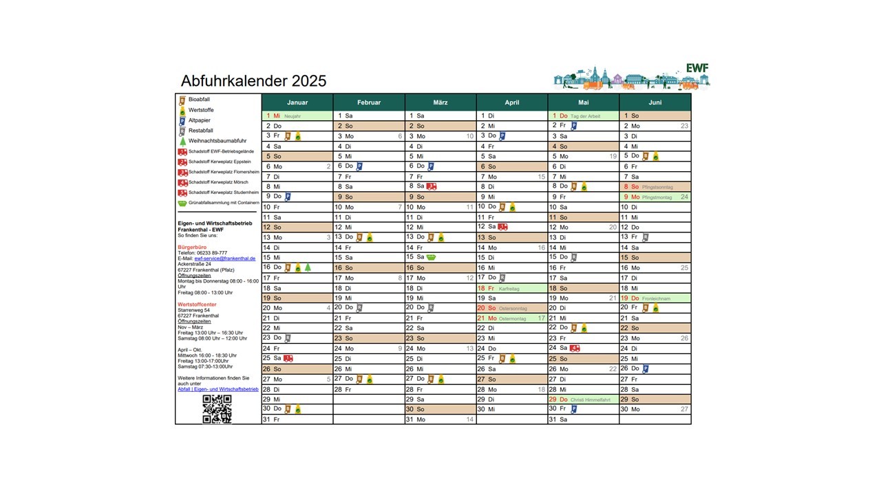 Neues Jahr neuer Abfallkalender Eigen und Wirtschaftsbetrieb