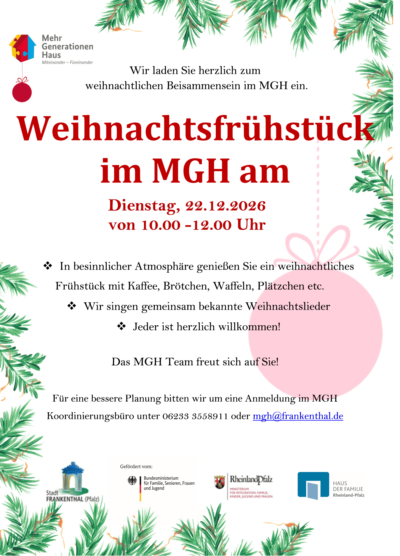 Einladung zum Weihnachtsfrühstück