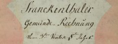 Beschriftung auf dem Buchrücken der Frankenthaler Gemeinderechnung, 1800-1801 Beschriftung auf dem Buchrücken der Frankenthaler Gemeinderechnung, 1800-1801