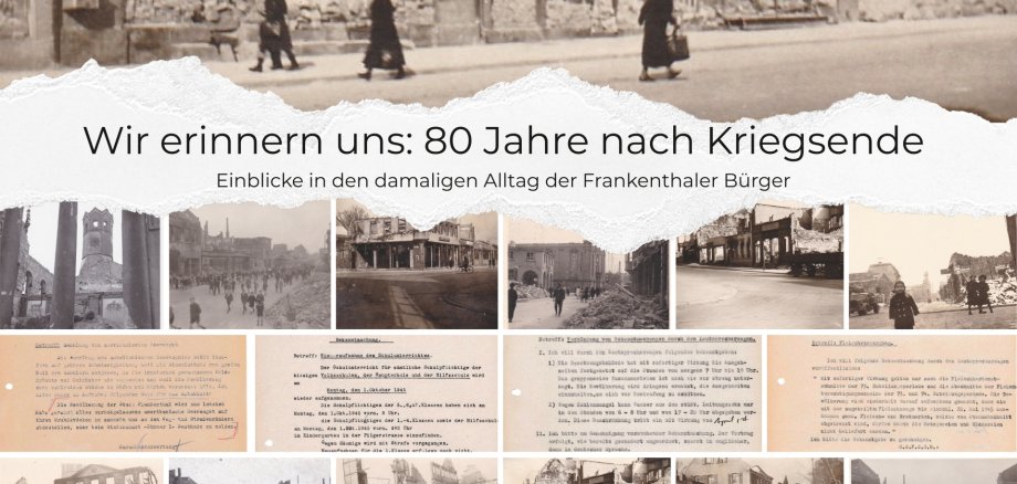 Collage historischer Fotos zum Thema "80 Jahre nach Kriegsende"
