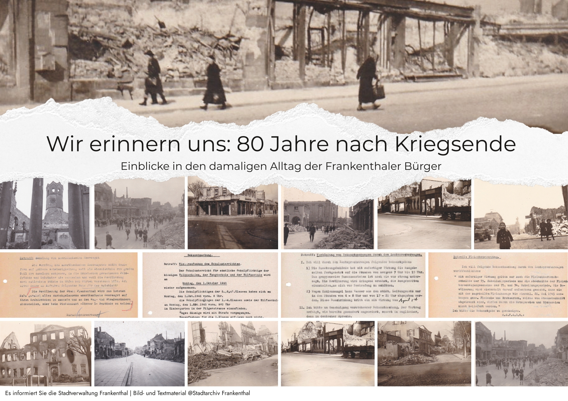 Collage "80 Jahre nach Kriegsende" Collage historischer Fotos zum Thema "80 Jahre nach Kriegsende"