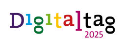 Die Buchstaben des Wortes Digitaltag in verschiedenen Farben, ergänzt mit dem Jahr 2025