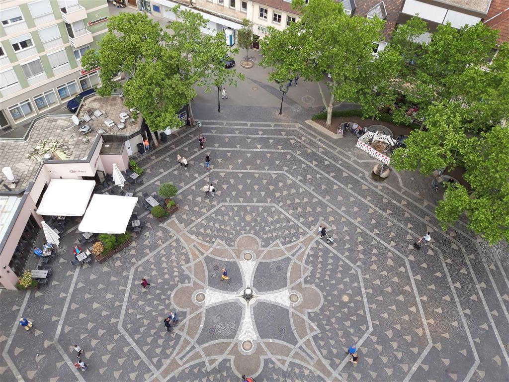 Rathausplatz Frankenthal von oben 
