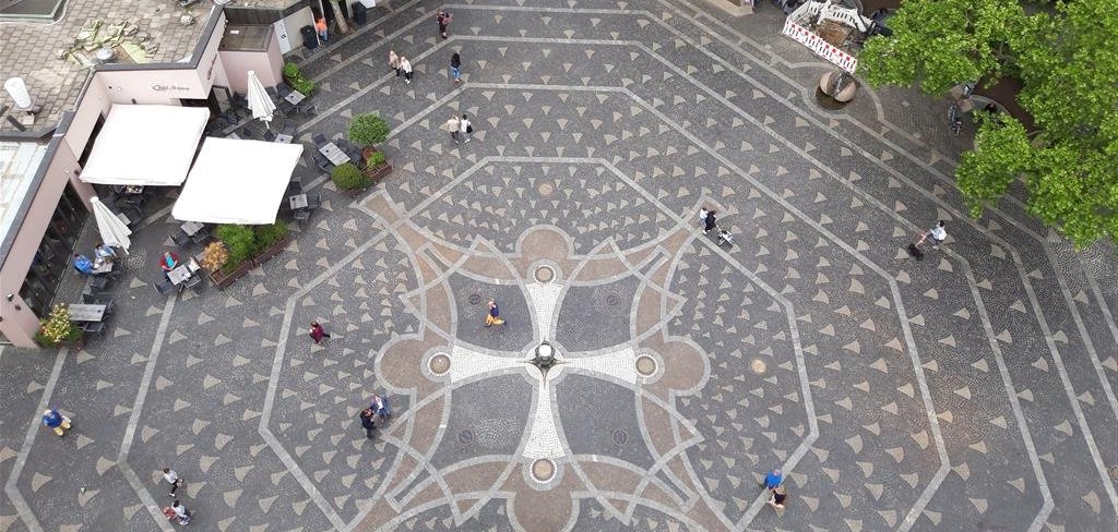 Rathausplatz Frankenthal von oben 