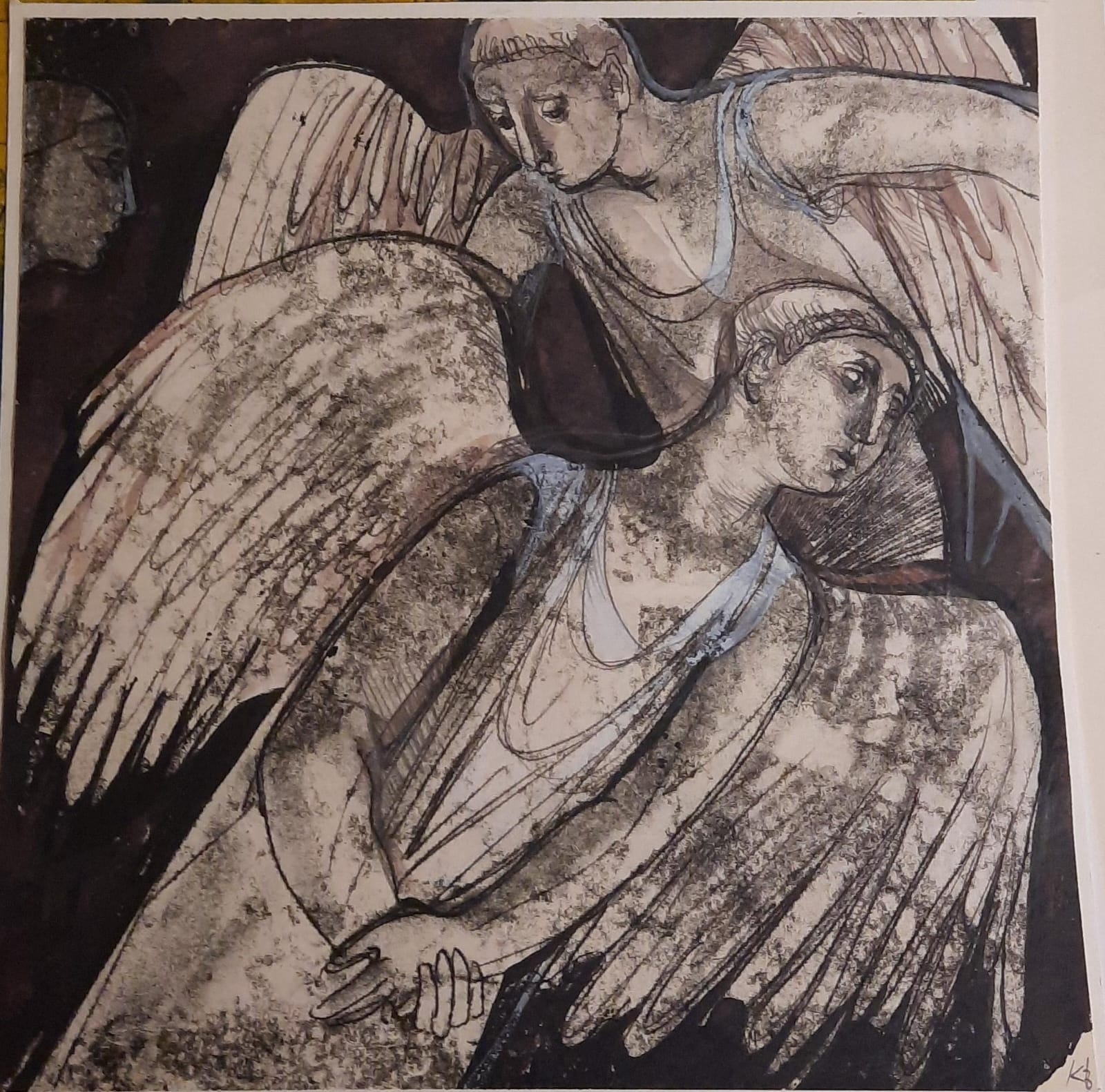 Das Objekt des Monats Dezember 2023: Tuschezeichnung mit Engeln von Karin Bruns