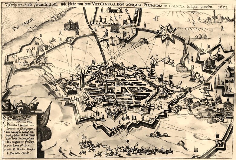 Abriss Frankenthal-Karte Belagerung 1621 Abriss Frankenthal-Karte Belagerung 1621