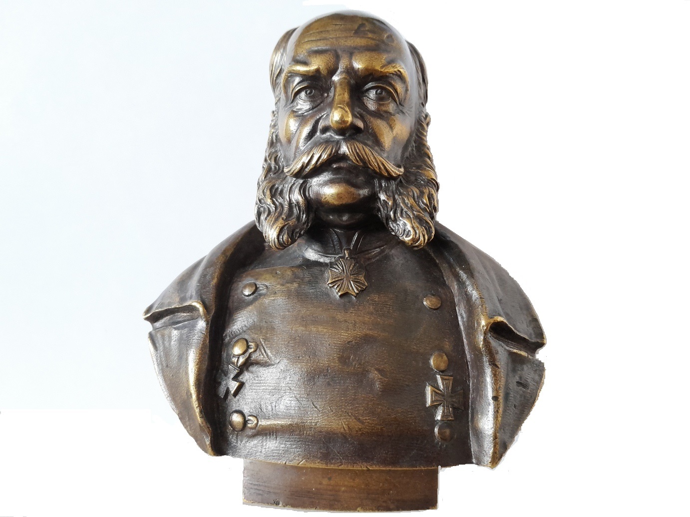 Objekt des Monats Februar 2026: Kleine Bronzebüste Kaiser Wilhelms I, Inv.Nr. 002.370 Hauptansicht bearbeitet Objekt des Monats Dezember 2024 - Reproduktion eines Werbeplakates