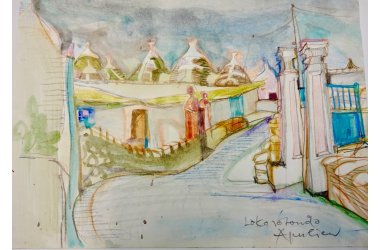 Reisezeichnung von Karin Bruns: KB 000257. "Locorotondo, Apulien"