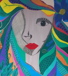 Gemälde, das eine Frau zeigt.