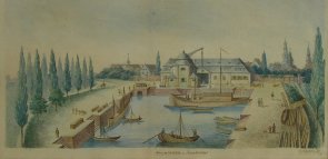 Aquarell des Kanalhafens; Seebacher Ende 19. Jh.