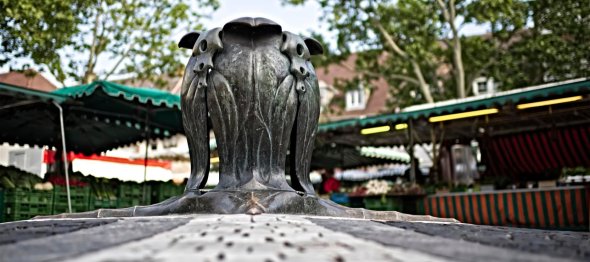 Bronze-Knospe am Rathausplatz