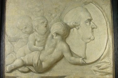 Ölgemälde, Putten mit Medaillon Porträt Carl Theodors