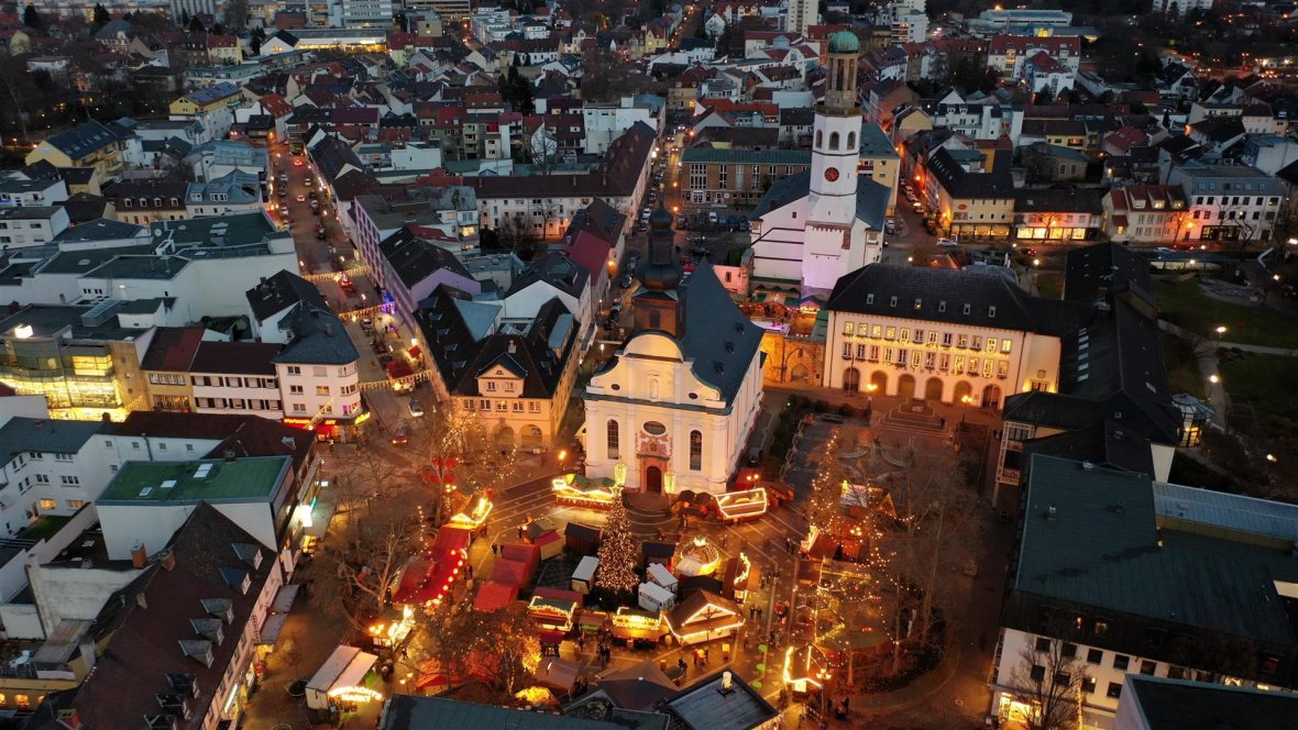 Frankenthaler Weihnachtsmarkt von oben