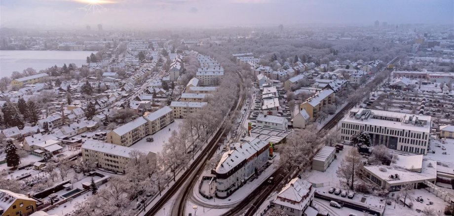 Frankenthal von oben im Schnee