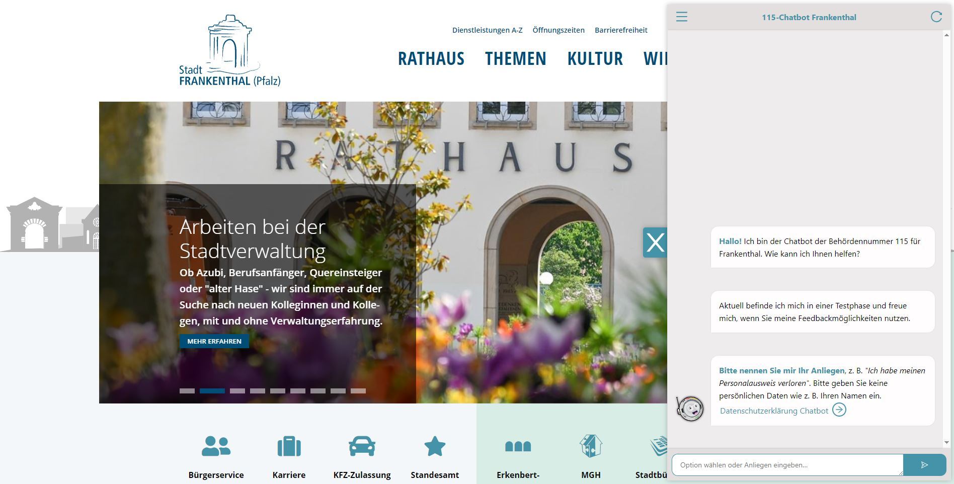 Screenshot einer Webseite