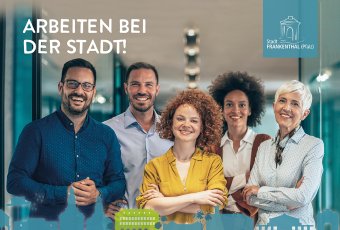 Gruppe lächelnder Menschen. Schriftzug "Dein Job mit ZukunFT"