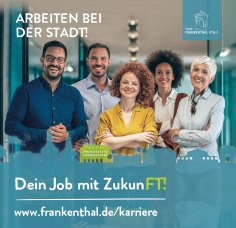 Gruppe lächelnder Menschen. Schriftzug "Dein Job mit ZukunFT"