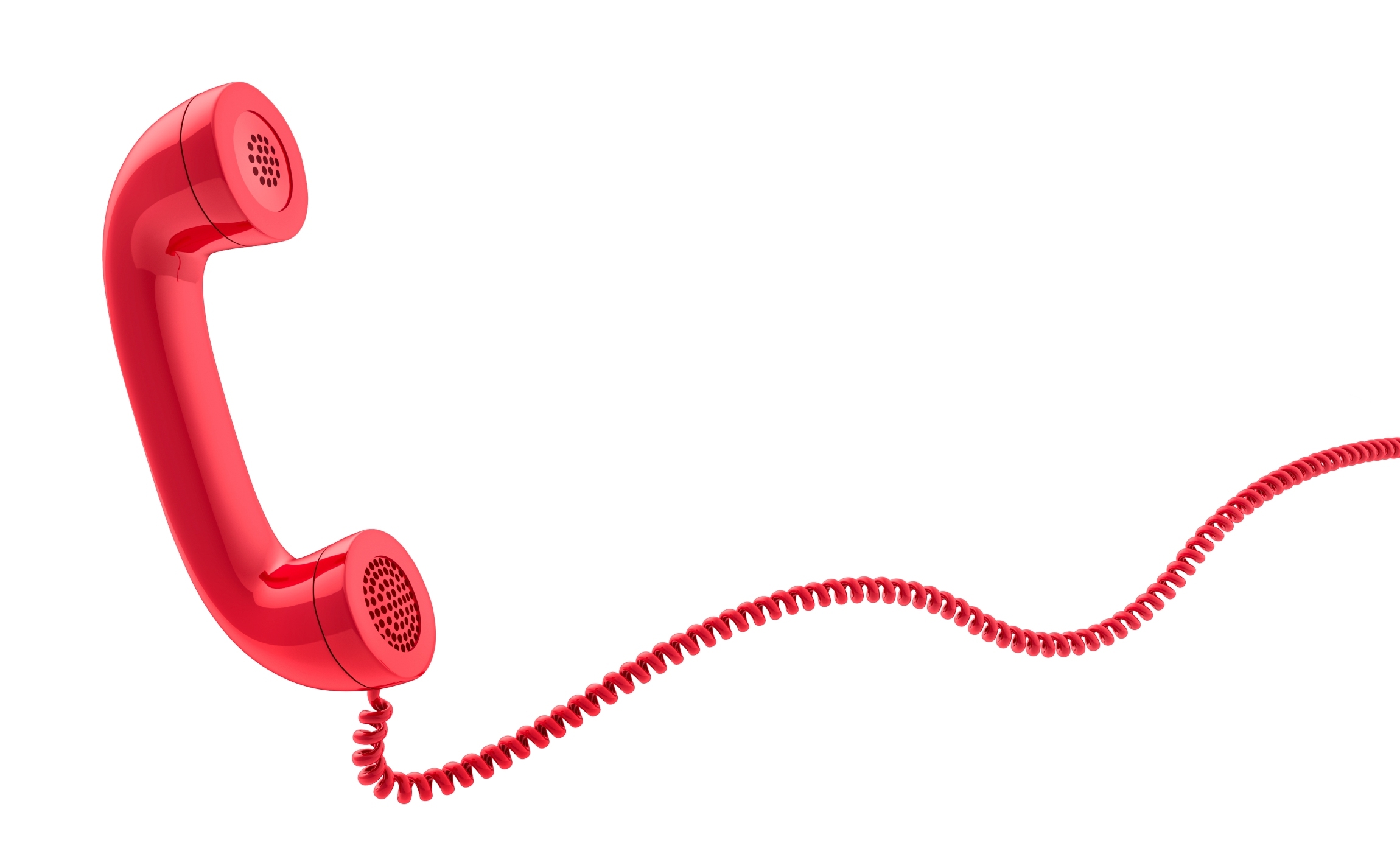3d phone receiver on white background Rotes Telefon mit Kabel