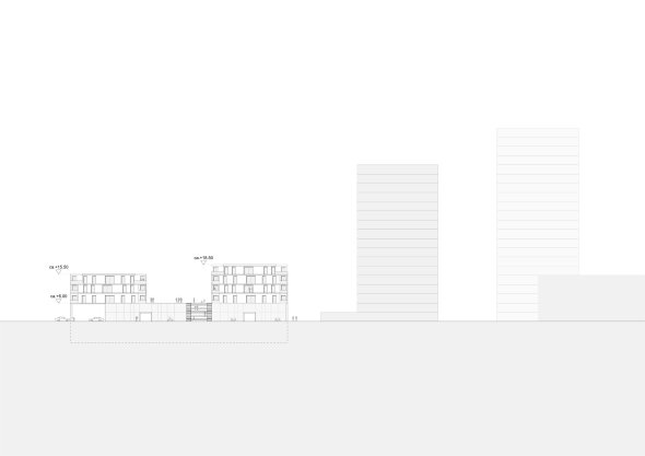 Strichzeichnung einer Bebauung