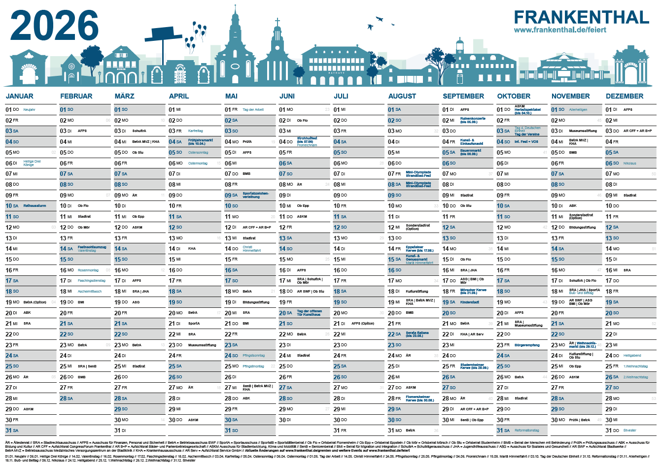 Vorschaubild: Wandkalender mit allen Terminen
