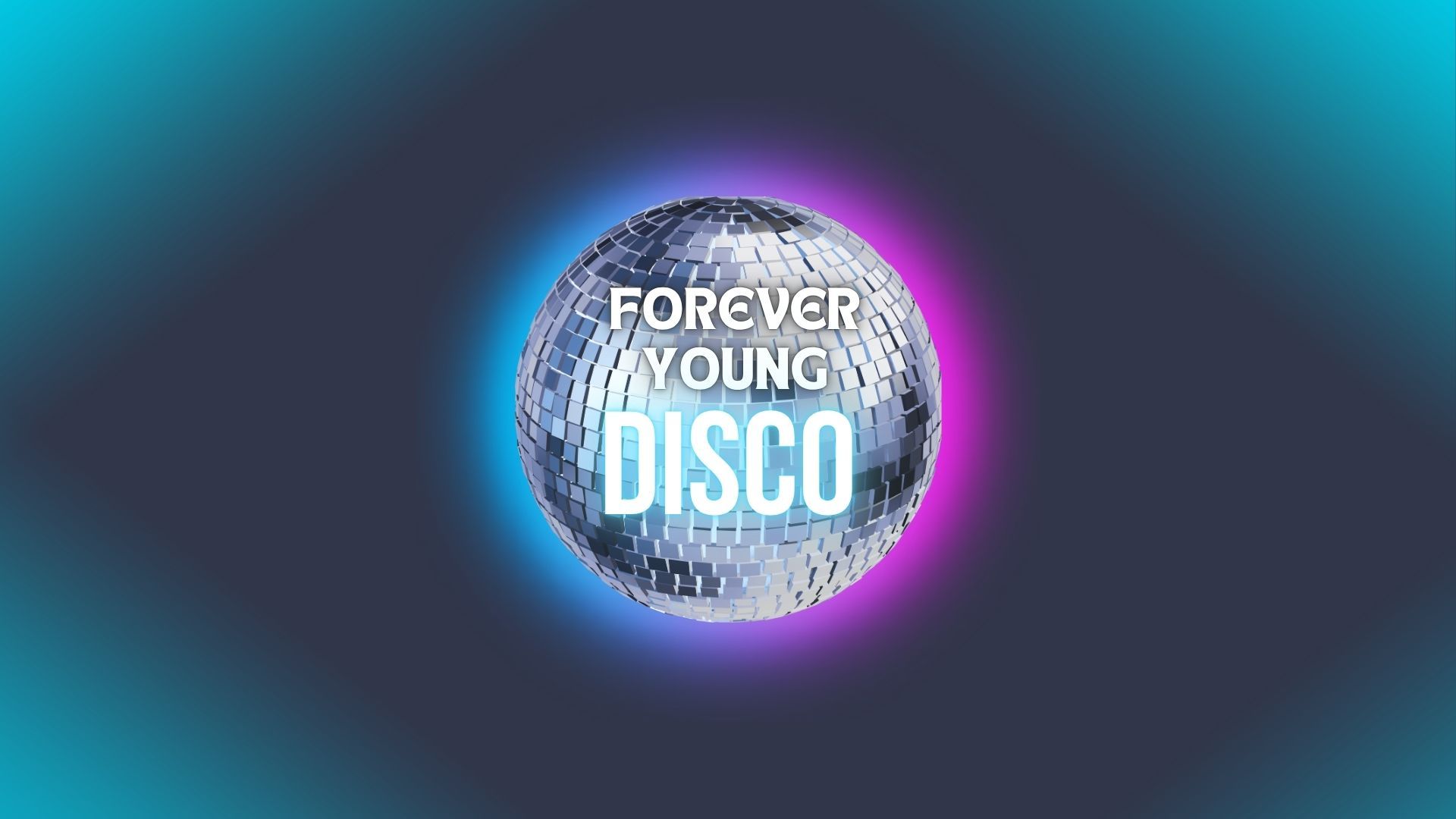 Forever-Young Disco Diskokugel mit dunklem Hintergrund