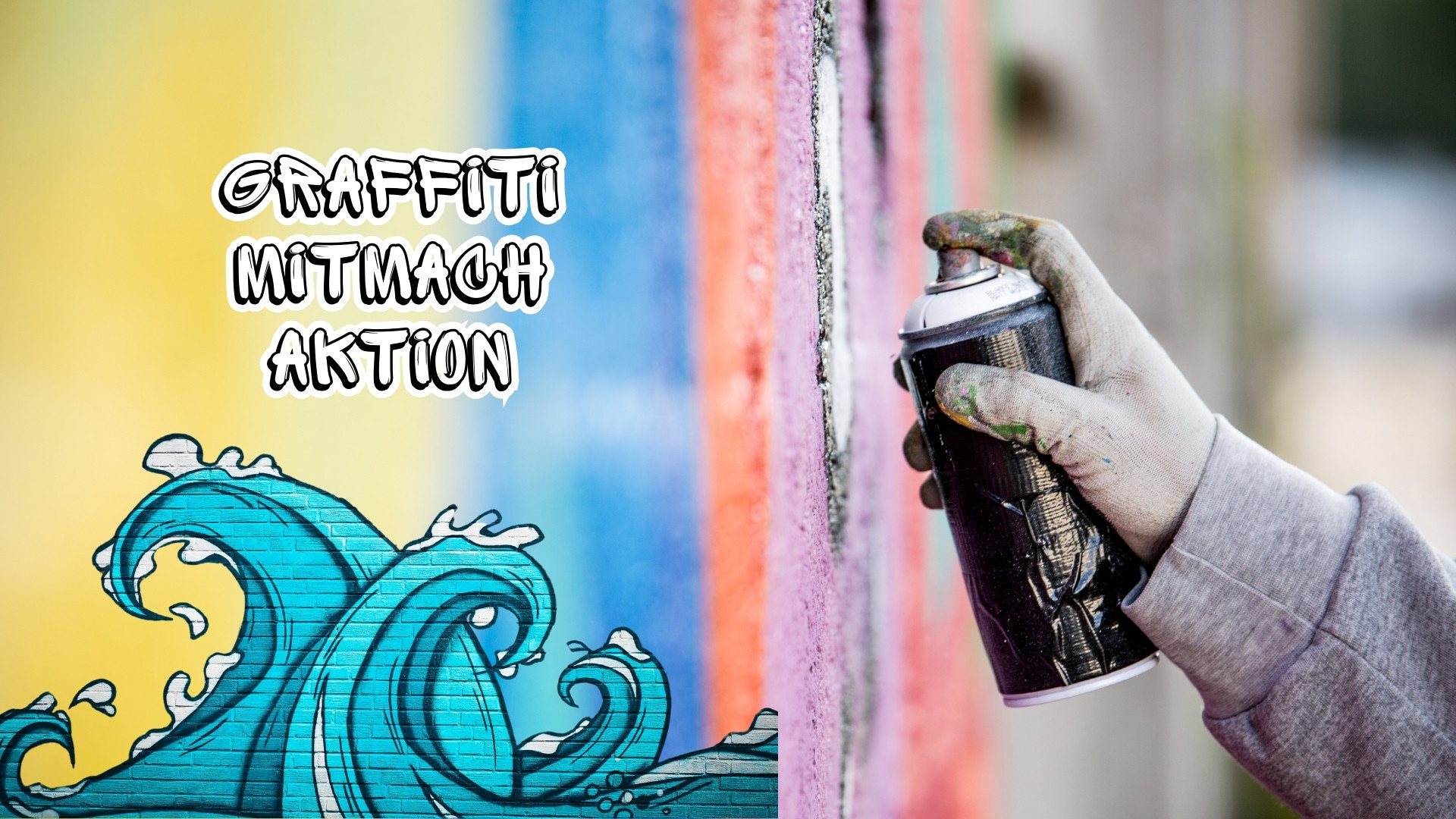 Graffiti Graffiti mit Sprühdose und Wellen