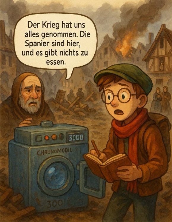 Comic: Junge mit Zeitmaschine