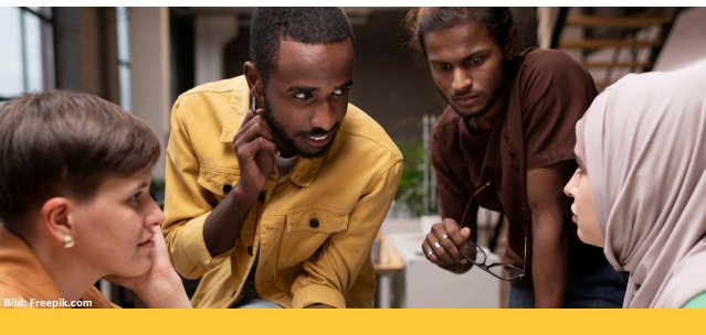 Menschen verschiedener Herkunft sprechen miteinander