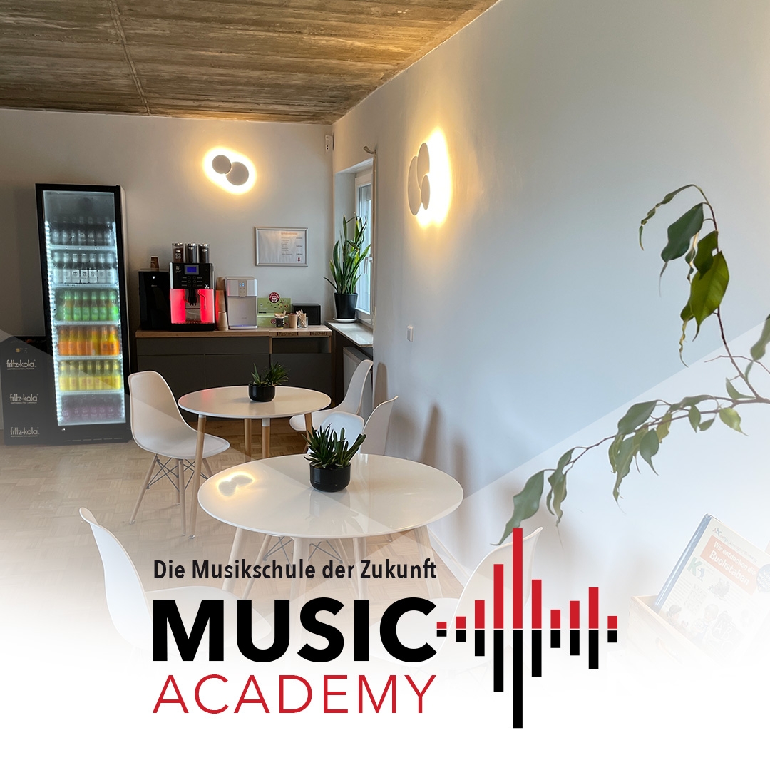 Wartebereich der Music Academy mit Logo