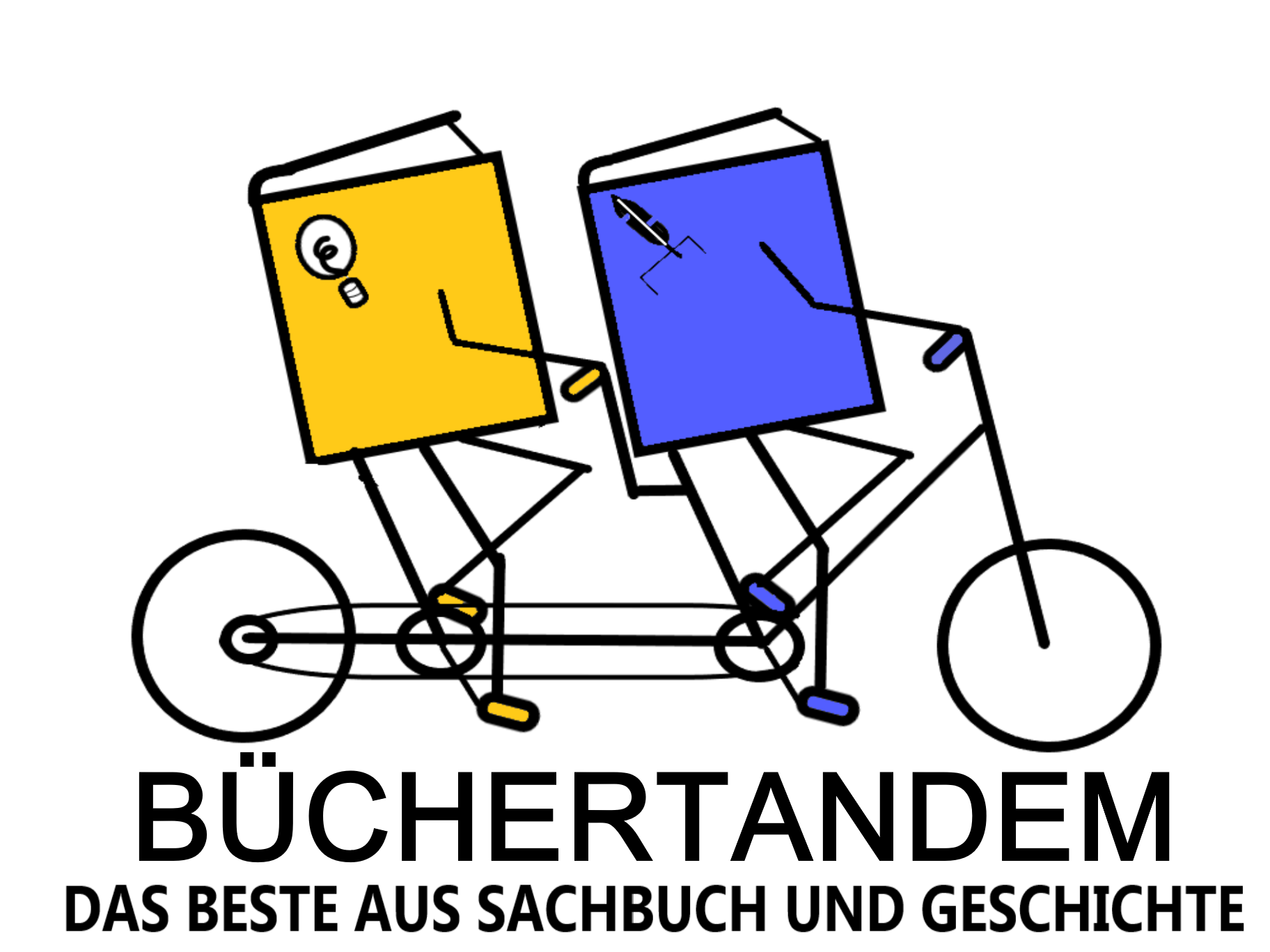 Büchertandem gezeichnetes Fahrradtandem