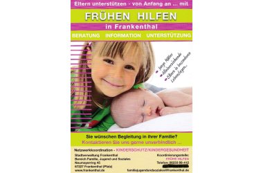 Plakat Frühe Hilfen: kleines Mädchen und ein Baby