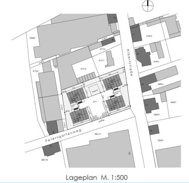 Lageplan mit eingezeichneten Flächen