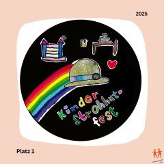Strohut gemalt auf schwarzem Hintergrund mit Regenbogen im Hintergrund